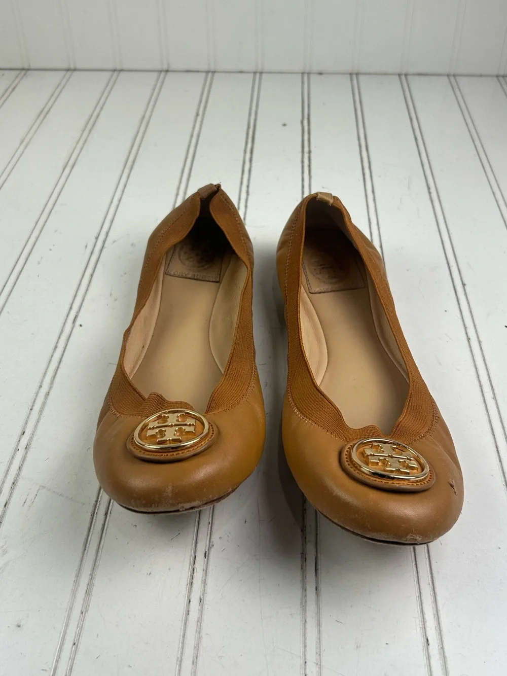 Tory Burch Royal Tan Minnie Travel Ballet Flat Women’s Size 8M $225